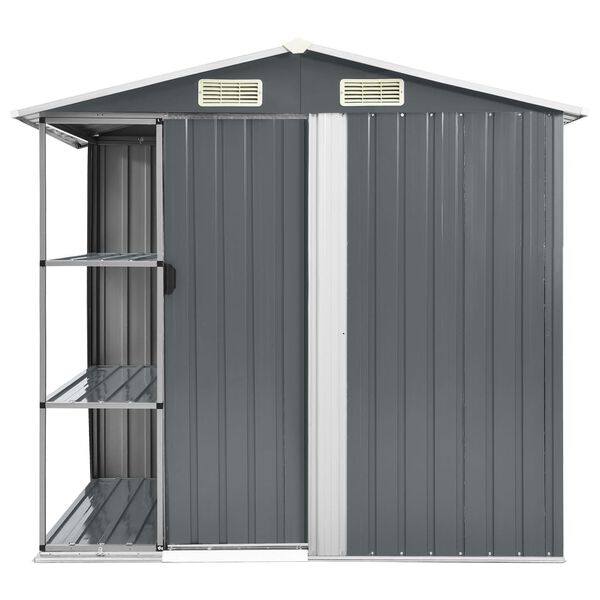 vidaXL Garden Shed with Rack Grey 205x130x183 cm Iron