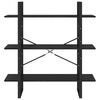 vidaXL 3-Tier Book Cabinet Black 100x30x105 cm Solid Pine Wood