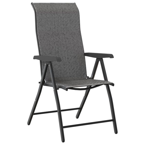 vidaXL Folding Garden Chairs 2 pcs Grey Poly Rattan