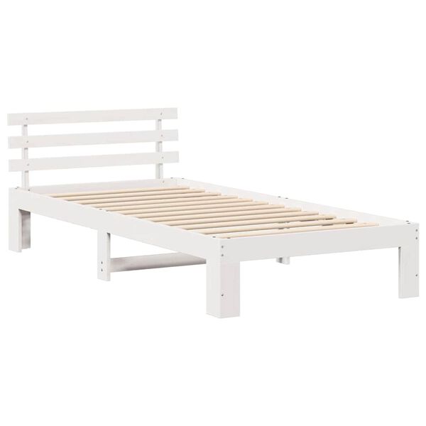 vidaXL Bed Frame with Headboard White 90 x 200 cm Solid Pine Wood