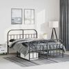 vidaXL Metal Bed Frame without Mattress with Footboard Black 135x190cm