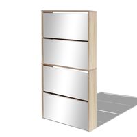 vidaXL Shoe Cabinet 4-Layer Mirror Oak 63x17x134 cm