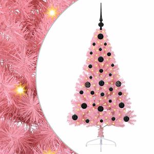 vidaXL Artificial Pre-lit Christmas Tree with 150 LEDs Pink 120 cm PVC
