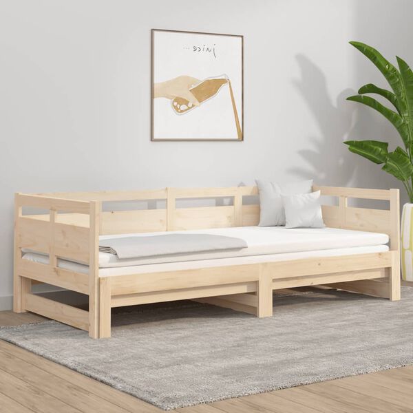vidaXL Pull-out Day Bed without Mattress Solid Wood Pine 2x(90x200) cm