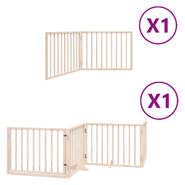 vidaXL Dog Gate with Door Foldable 6 Panels 480 cm Poplar Wood