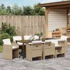 vidaXL Garden Dining Set 9 pcs Beige Poly Rattan