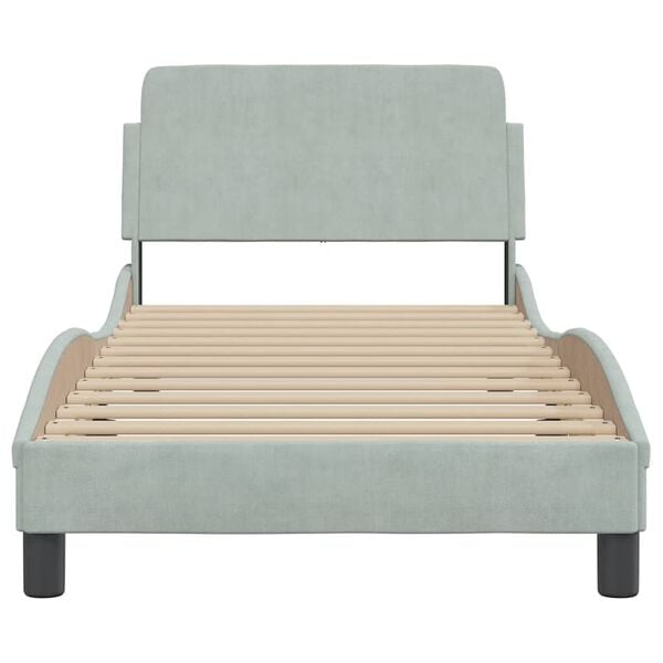 vidaXL Bed Frame "Dover" Light Grey 90x190 cm Single Velvet