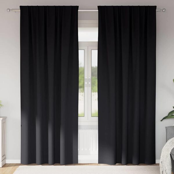 vidaXL Blackout Curtains with Rings 2 pcs Black 225 x 140 cm Polyester