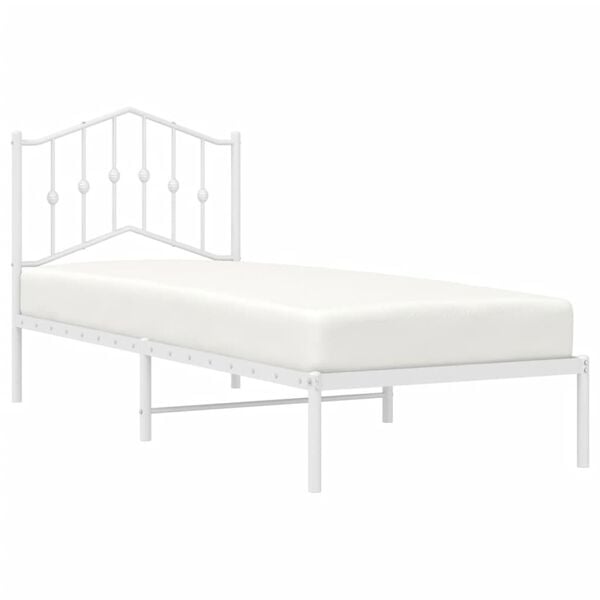 vidaXL Metal Bed Frame without Mattress with Headboard White 90x200cm