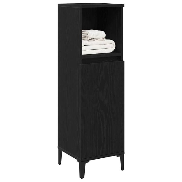 vidaXL Bathroom Cabinet Black Oak 30 x 30 x 100 cm Engineered Wood