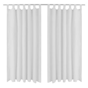 2 pcs White Micro-Satin Curtains with Loops 140 x 175 cm