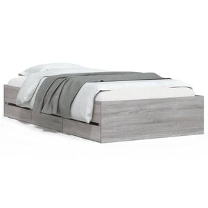 vidaXL Bed Frame with Drawers without Mattress Grey Sonoma 90x200 cm