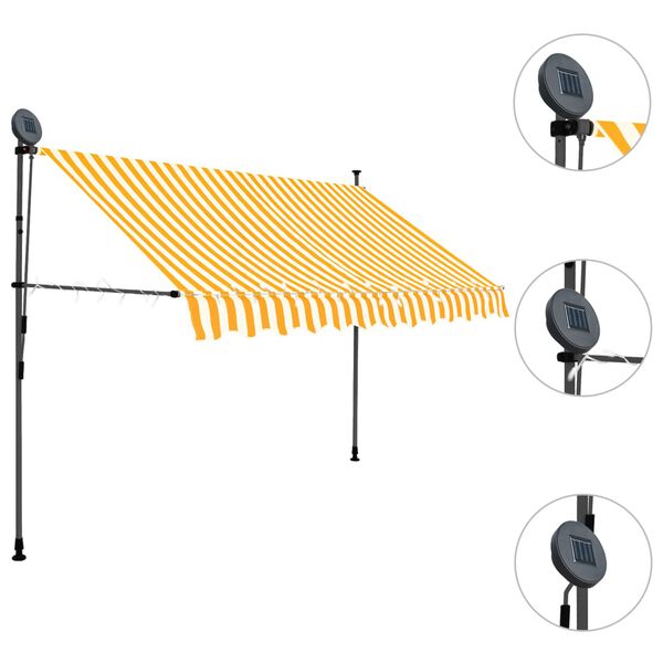 vidaXL Manual Retractable Awning with LED 250 cm White and Orange