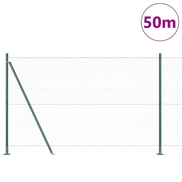 vidaXL Fence Post Green 50 x 1.5 m (36 mm mesh) Steel and PVC