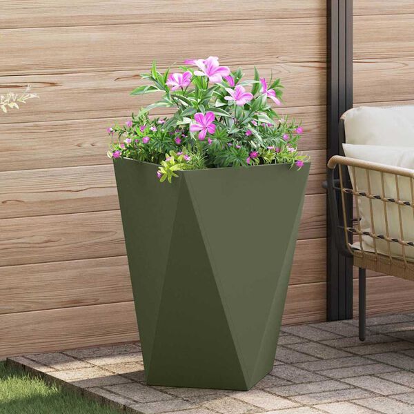vidaXL Planter 2 pcs Olive Green 50 x 50 x 75 cm Steel