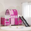 vidaXL Kids'Loft Bed Frame White and Pink 79.5 x 200 cm Metal
