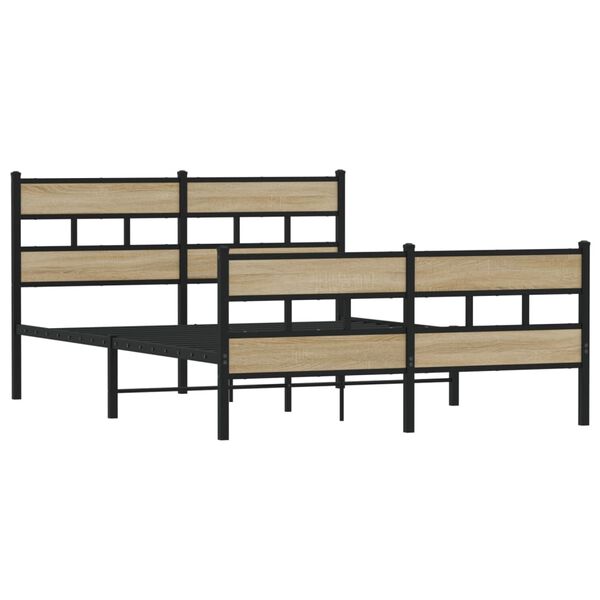 vidaXL Metal Bed Frame without Mattress Sonoma Oak 140x190 cm