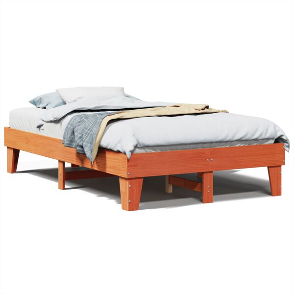 vidaXL Bed Frame without Mattress Wax Brown 120x190 cm Small Double Solid Wood Pine