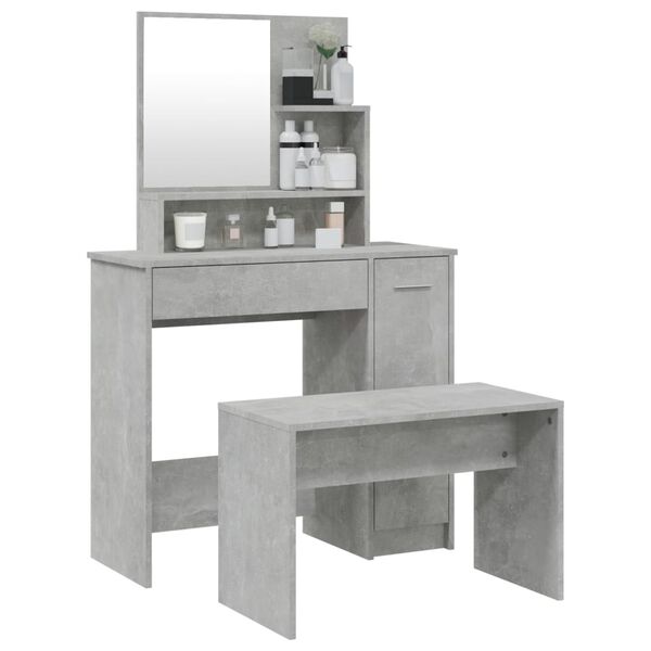 vidaXL Dressing Table Set Concrete Grey 86.5x35x136 cm
