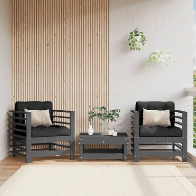 vidaXL Garden Chairs 2 pcs Grey Solid Wood Pine