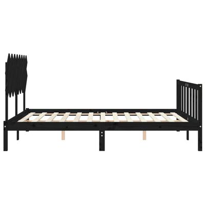 vidaXL Bed Frame with Headboard Black 160x200 cm Solid Wood