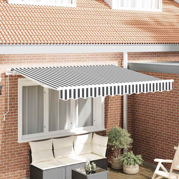 vidaXL Awning Replacement Fabric Anthracite and White 235 x 195 cm