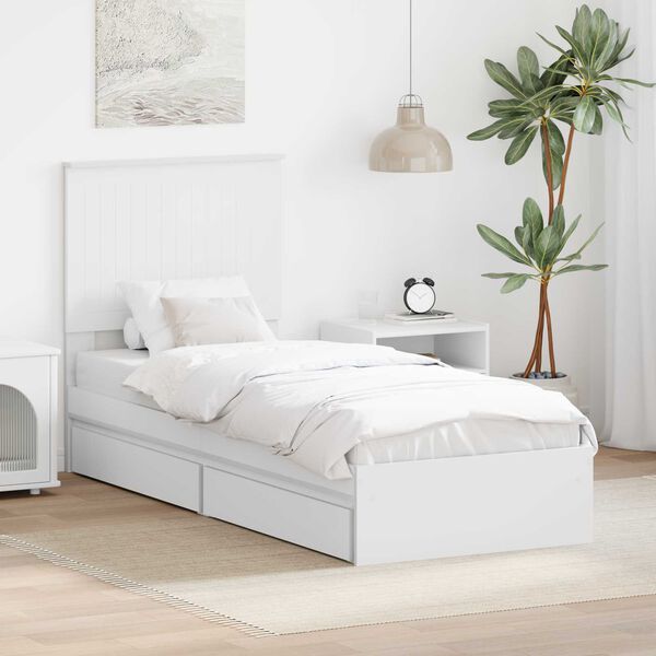 vidaXL Storage Bed with Headboard White 75 x 190 cm Engineered Wood
