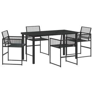 vidaXL Garden Dining Set 5 pcs Black Poly Rattan
