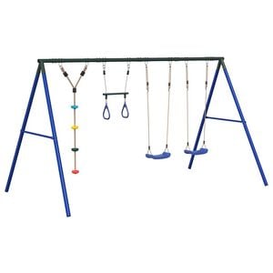 vidaXL Outdoor Swing Set with Swings. Trapeze. Disc Swing