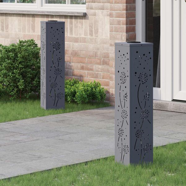 vidaXL Solar LED Pathway Light 2 pcs Anthracite Cold Rolled Steel