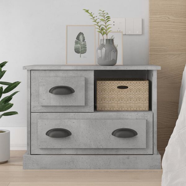 vidaXL Bedside Cabinet Concrete Grey 60x39x45 cm