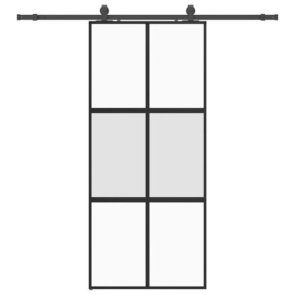 vidaXL Sliding Door with Hardware Set Black 90x205 cm Tempered Glass