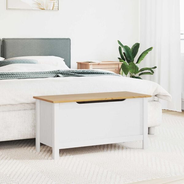 vidaXL Storage Box Hill White and Honey Brown 90 x 40 x 45 cm