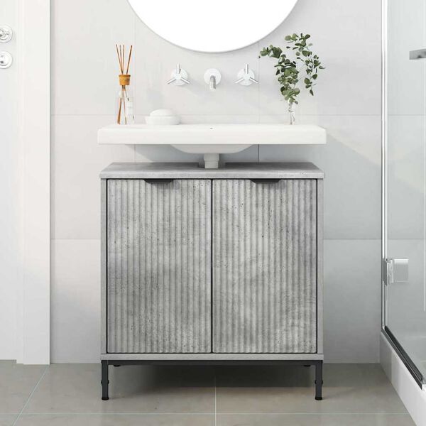 vidaXL Bathroom Sink Cabinet Concrete Grey 60.5 x 33.5 x 61 cm