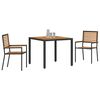 vidaXL Garden Dining Set 3 pcs Black 90 x 90 x 75 cm Poly Rattan