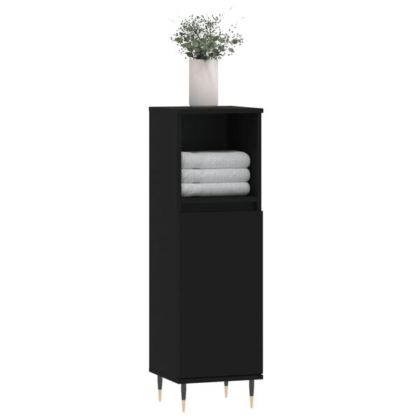 vidaXL Bathroom Cabinet Black 30x30x100 cm Engineered Wood