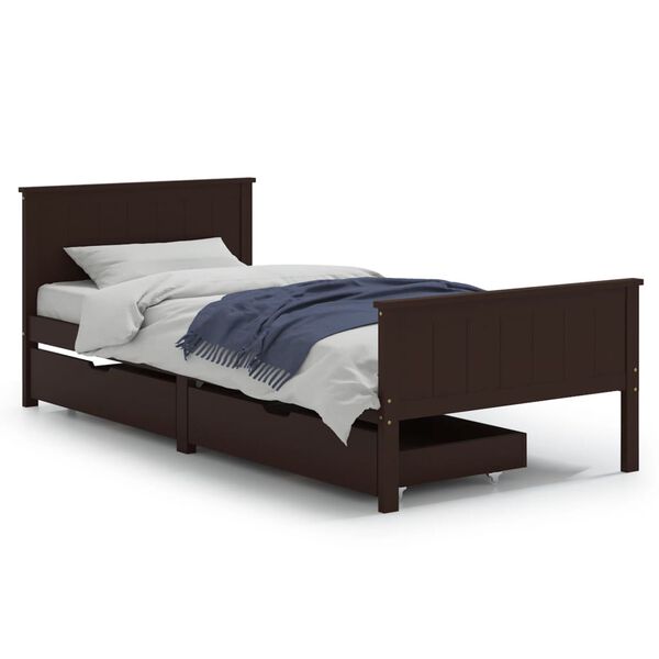 vidaXL Bed Frame without Mattress Dark Brown 100x200 cm Solid Wood