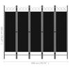 vidaXL 5-Panel Room Divider Black 200x180 cm