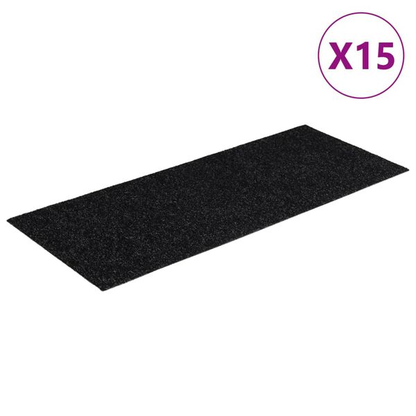 vidaXL Stair Mats Self-adhesive 15 pcs 60x25 cm Black Rectangular