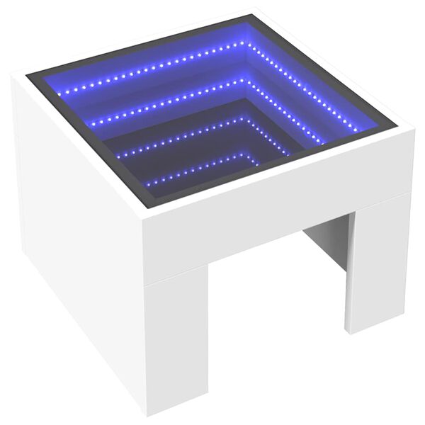 vidaXL Bedside Table with Infinity LED White 40x40x30 cm
