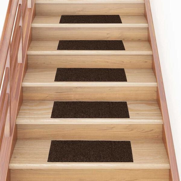 vidaXL Stair Mats Self-adhesive 15 pcs 60x25 cm Brown Rectangular