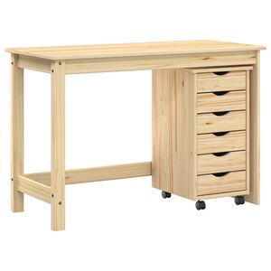 vidaXL Desk and Rolling Cabinet Set MOSS 2 pcs Brown