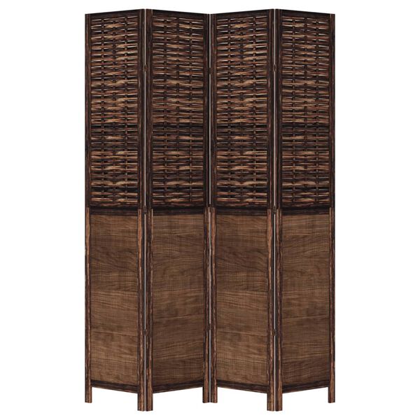 vidaXL Room Divider 4 Panels Dark Brown Solid Wood Paulownia
