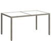 vidaXL Garden Table | Grey | Poly rattan, tempered glass, powder-coated steel