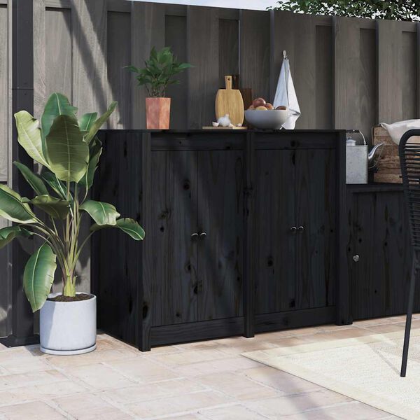 vidaXL Outdoor Kitchen Doors MEPPEL 2 pcs Black 50x9x82 cm Solid Wood Pine
