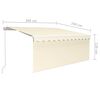 vidaXL Manual Retractable Awning with Blind&LED 3x2.5m Cream