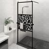 vidaXL Walk-in Shower Wall with Shelf Black 80x195cm ESG Glass&Aluminium