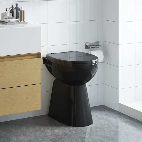 vidaXL Rimless Toilet 7 cm Extra Height Soft Close Ceramic Black