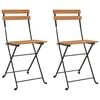 vidaXL Folding Chairs 2 pcs Solid Wood Teak and Steel