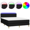 vidaXL Box Spring Bed with Mattress&LED Black 140x200cm Fabric
